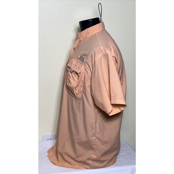 Columbia PFG Men's Activewear Button Front Shirt Short Sleeve Orange Size Medium - Picture 4 of 10